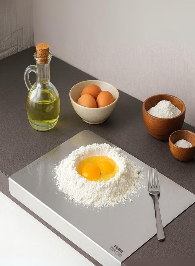 Rena Chopping Board with Angled Edge for Countertop Kitchen Use, Durable Stainless Steel Cutting Board for Meat, Fish, Vegetables and Dough, Easy to Clean, Rust Resistant 41cm x 28.5cm - Image 1